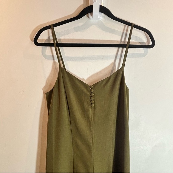 OAK & FORT Sz S Spaghetti Strap Wide Leg Zipper Closure Slinky Flowy Jumpsuit - Picture 2 of 10